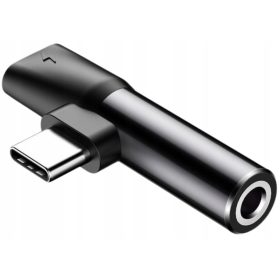   Baseus USB-C adapter za slušalke - Mini Jack 3,5 mm + USB-C črn aluminij