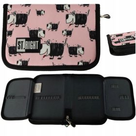 Roza Dvojna Zložljiva Peresnica za Otroke s Psički