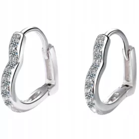    Srebrni uhani iz srebra S925, srčki, cirkoni, božično darilo