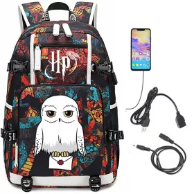   Večnamenski šolski nahrbtnik z USB polnilcem Harry Potter Hedwig