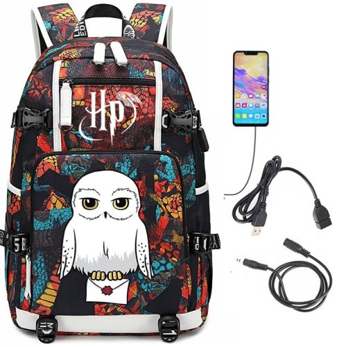 Večnamenski šolski nahrbtnik z USB polnilcem Harry Potter Hedwig