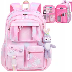   Elegantni šolski nahrbtnik s številnimi predelki za deklice v odtenkih roza