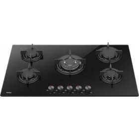    Amica PGCA7101AoB steklena plinska kuhalna plošča WOK 70 cm Litoželezna rešetka 5 gorilnikov
