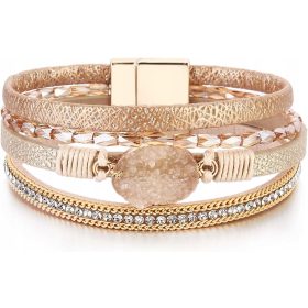 Boho usnjene zapestnice s kristali Bohemian Crystal