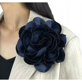   Elegantna Broska Cvet iz Tkane Lolita Dodatki 16 cm XL Mornarsko Modra