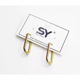    Uhani iz kirurškega jekla, pravokotna zaponka, zlato roza cirkoni