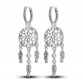  Dolgi uhani lovilec sanj s cirkoni iz srebra S925 GRATIS