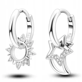  Srebrni uhani luna sonce zvezde darilo Božiček