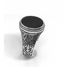   Lux moški pečatni prstan z oniksom, srebro 925, oksidirano, oniks + gravura