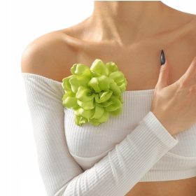 BROŠKA ROŽA VELIKA 11 CM CVETNO ZELENA ELEGANTNA ZA JOPIČ