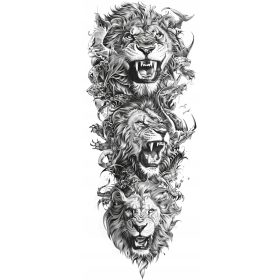   PRALNI VODNI TATTOO ZAČASNI ROKAV ZA ROKO TERRIBLE LIONS LION XXL