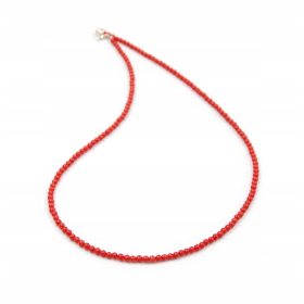  Ogrlica iz rdečih koral, naravne kroglice, 3 mm, 60 cm