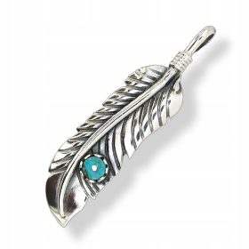   Obesek s indijanskim perjem in turkizom, w10 sijaj - iz IROQ nakita