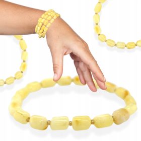   JANTARNA ELASTIČNA ZAPESTNICA, MLEČNO BALTSKI JANTAR VALJ FILM