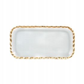   Prestižni pravokotni krožnik ELSOY z zlatim robom, dimenzije 29x15cm