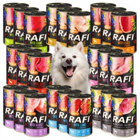 Mokra hrana za odrasle pse z jagnjetino Rafi 0,4 kg
