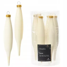   Elegančni set 6 steklenih kroglic v obliki snežink 15 cm Toplo belih LEDENIC
