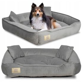    Ležišče iz velurja za psa, mačko, ležišče, kavč, stajica 75x65 cm, siva