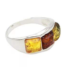 Srebrni prstan z jantarjem, srebro 925