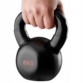    KETTLEBELL 8 kg CAST IRON Dumbbell fitnes žoga, gumirana črna