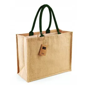 Torba iz naravne jute Classic z zelenimi ročaji