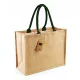 Torba iz naravne jute Classic z zelenimi ročaji