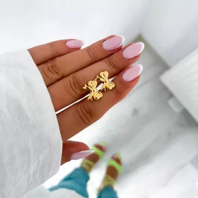    Uhani s pentljo iz kirurškega jekla, zlate barve, čepki za darilo