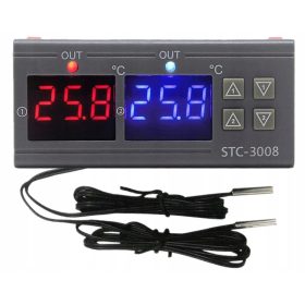 Dvojni regulator temperature STC-3008 s 2 senzorjema, releji
