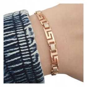   enska pozlačena kirurška jeklen zapestnica v grškem vzorcu za elegantno darilo
