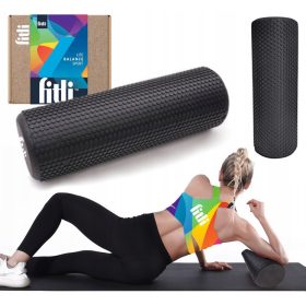 Fitli valjček za masažo s čepki 45 cm x 15 cm črn