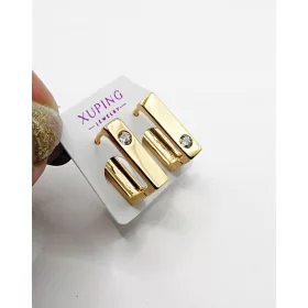    Uhani nerjaveče jeklo, zlati pravokotniki, gladki robovi, novi cirkoni