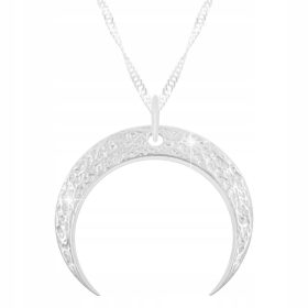    Srebrna ogrlica 925 z luninim polmesecem, velikim visečim luninim polmesecem, prostorom