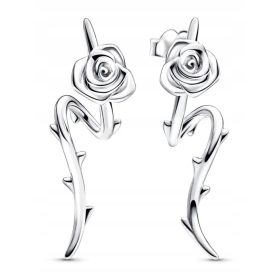 Srebrni uhani s cvetočimi vrtnicami