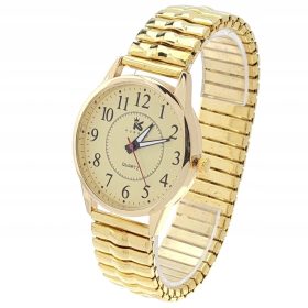 Damska zlata ura z velikimi številkami na elastiki