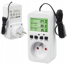   TERMOSTAT ZA VTIČNICO, DIGITALNI REGULATOR TEMPERATURE, ELEKTRONSKA SONDA, 230V