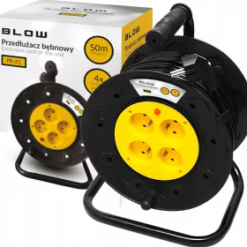   PODALJŠEK Z BŠEBENSKIM ZAVOJEM MOČEN PRIKLJUČEK 3x2,5mm 50m 4 VTIČNICE DOLGE MOČNE