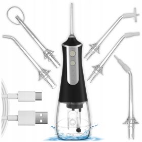   Izpiranje zob brezžično močan dentalni irigator s 5 šobami in 3 načini črna