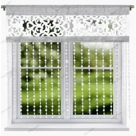 Firana panel ekranowy z welurom 200 cm x 140 bela + kristali