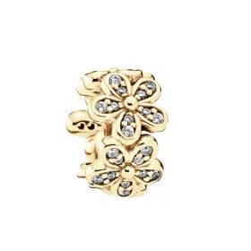   Cvetlični obesek Zlato Pozlačeno Srebro 925 100% | Ta čudovit cvetlični obesek je izdelan iz 100% srebra s pravo zlato pozlato. Primeren je za vse modularne zapestnice do 5 mm. Obesek je okrašen s čud