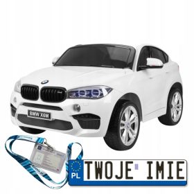   BMW X6M XXL Električno Voziček za 2 Otroka Bel + Daljinski Upravljalnik + Eko Usnje + Varnostni Pasovi + Brezplačen Start + MP3 USB LED Luči