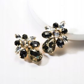  Zlati uhani z velikimi glamurnimi kamni v barvi šampanjca