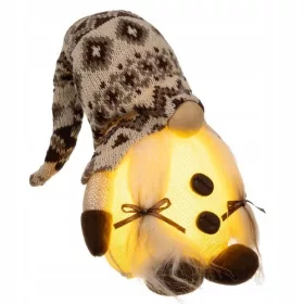 Sivi božični palček s svetlečimi LED lučkami