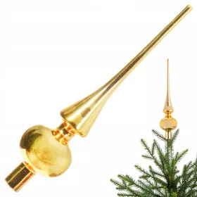   Elegantni stekleni vrh za božično drevo Zlata sijaj za božično drevo - 26 cm