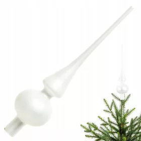 Stekleni vrh za božično jelko Cold White Point - 26cm