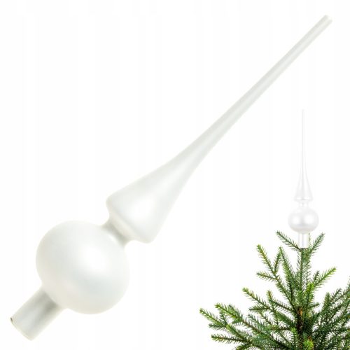 Stekleni vrh za božično jelko Cold White Point - 26cm