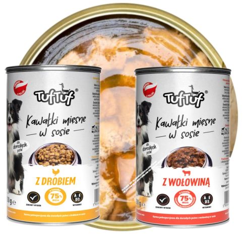 TUF TUF Mokra hrana za pse KOŠČKI V OMAKI Perutnina 24x415g
