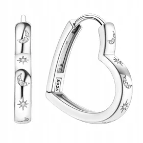    Uhani veliki srčki, srčki, iz srebra 925, luna, zvezdice, cirkoni GRATIS