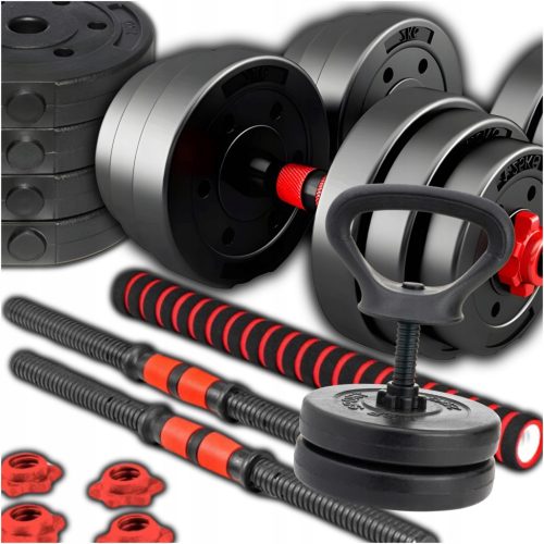 Hantle s prilagodljivo težo 2 x 20 kg komplet 40 kg s palico in kettlebell