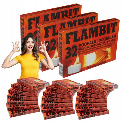  Zažigalnik ognja Flambit Kindling za žar za kamin, 32 kock x 24 tablet