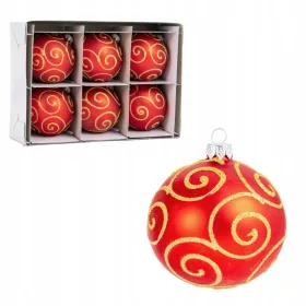 Okrašene steklene božične kroglice - Set 6 kosov, 8 cm